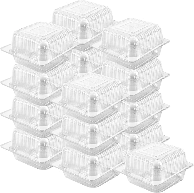 400 Count Clear Plastic Hinged Take Out Containers Clamshell Takeout Tray Food Clamshell Containers Outside Diameter for Dessert, Snacksetc, Cakes Slice, Cookies, Salads