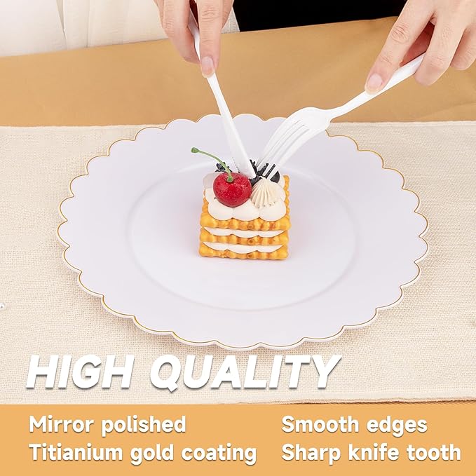 Supernal 180PCS White Plastic Silverware,White Utensils Set Disposable,Disposable Silverware Include 60 Forks,60 Knives,60 Spoons,Heavy Duty Party Cutlery for Birthday,Dinner,Wedding (Pack of 2)