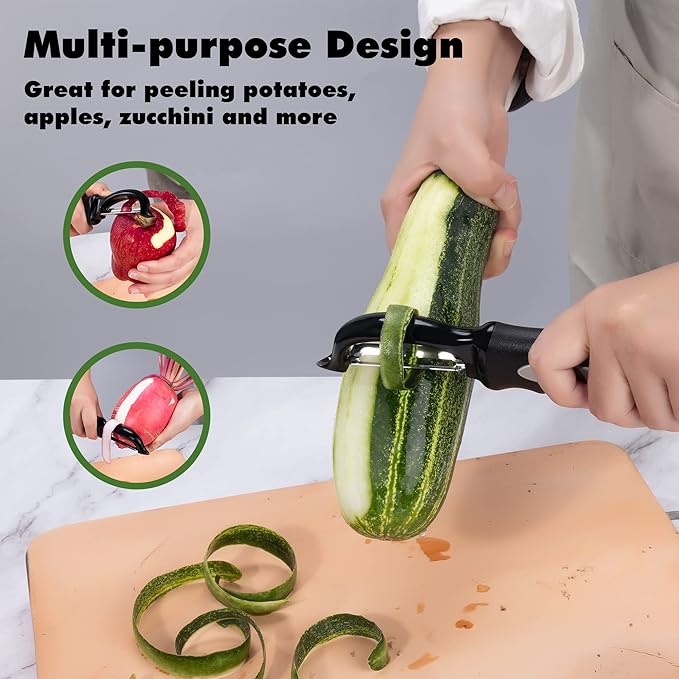 Rainspire Vegetable Peeler Potato Peelers for Kitchen, Sharp Stainless Steel Blades Veggie, Comfortable Handle Fruit Peeler, Carrot Peeler Apple Peeler Dishwasher Safe Black, 1-Pack