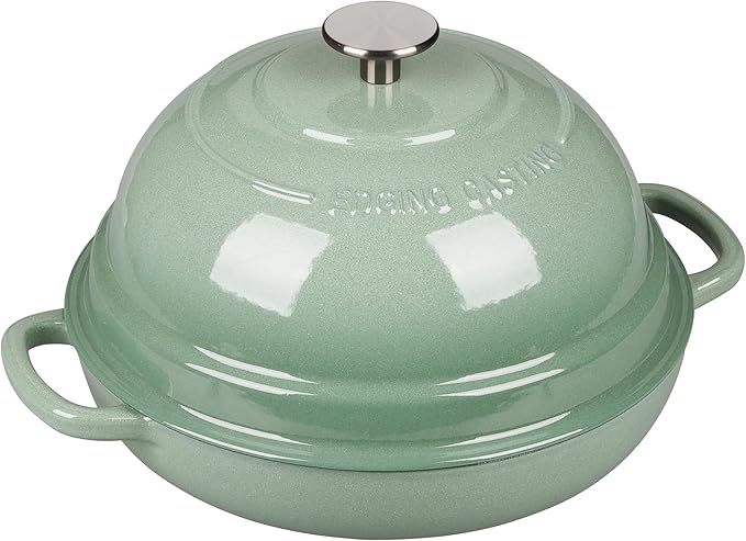 Enameled Cast Iron Dutch Oven Pot with Lid, Round Bread Oven for Homemade Sourdough Bread Baking, 6 Quart, Sage Green