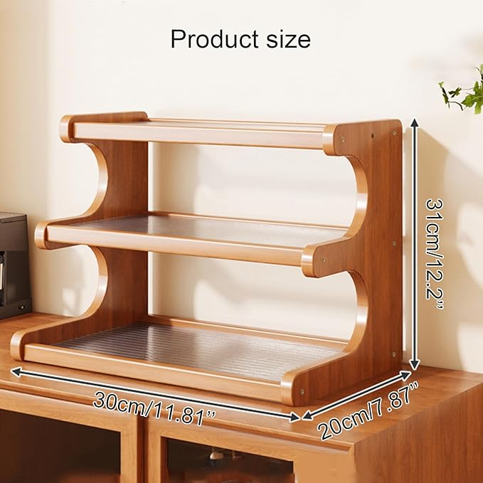 3-Tier Wooden Mug Holder Countertop, Coffee Cup Holder Mug Display Coffee Mug Organizer Mug Rack for Coffee Station Organizer Mug Shelf for Cabinet for Kitchen, Home,Natural