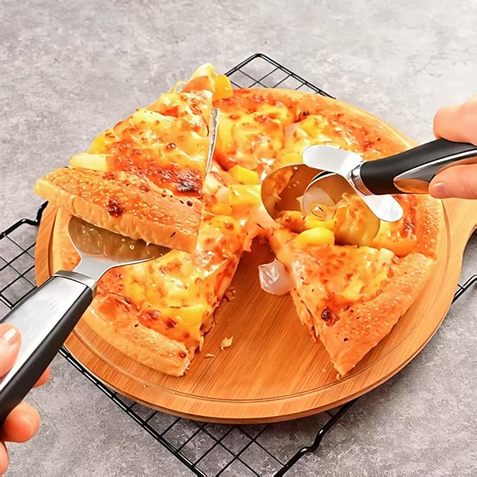Pizza cutter, pizza cutter wheel, pizza cutter rocker blade, clean and crisp sliced pizza, and other food that needs to be cut Pizza knife with pizza spatula
