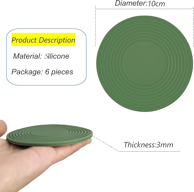 6PCS Coffee Mug Stacker, Cup Storage Accessories, Silicone Coaster, Kitchen Cabinets Expandable and Stackable Organizer,Save Space for Cupboard and Pantry (Green,10cm)