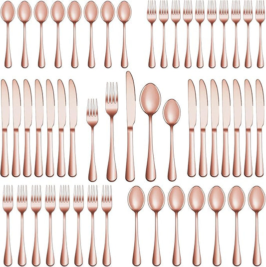 30 Pcs Rose Gold Silverware Set Service for 6, Premium Stainless Steel Flatware Set, Cutlery Utensil Set, Durable Home Kitchen Eating Tableware Set, Include Fork Knife Spoon Set, Dishwasher Safe