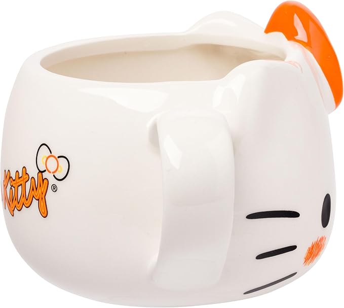 Silver Buffalo Sanrio Hello Kitty Halloween Orange and Black Bow Ceramic 3D Sculpted Mug, 20 Ounces