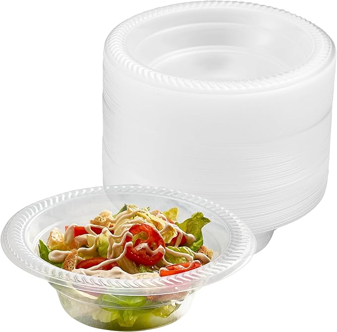 PLASTICPRO 480 Pack Clear Plastic Soup Bowls 12 oz Bulk Pack Durable Disposable Plastic Bowls for Parties Events BBQ