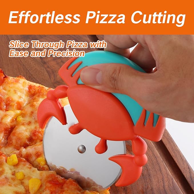 1 PACK Pizza Cutter Wheel Cover Red Pizza Cutter Wheel with Large Blades Non-slip Rustproof Effortless Rocker Style Pizza Cutter Protective Blade Cover Heavy Duty Slicer Right Left Handed Use