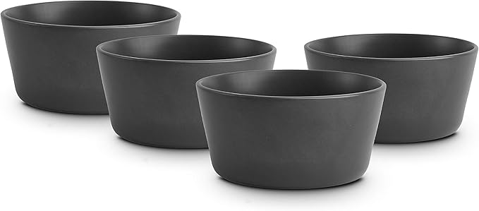 Stone Lain Stoneware Bowls Set, Matte Black, 4 Count (Pack of 1),22.5 fl oz