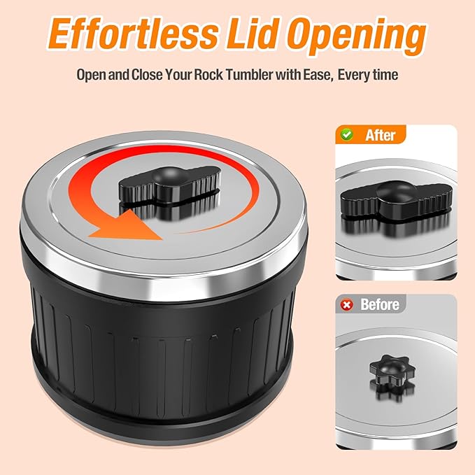 C1 Rock Tumbler Kit - Professional Large 2.5LB Capacity, Up to 5X More Noise Cancelling, Adjustable Timer & Speed with Full Accessories & Memory Function