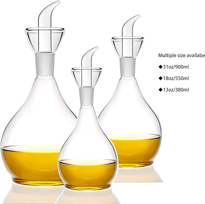 HAIZEEN 18ounce/ 550 ml Olive Oil Dispenser Oil Bottle Glass with No Drip Bottle Spout