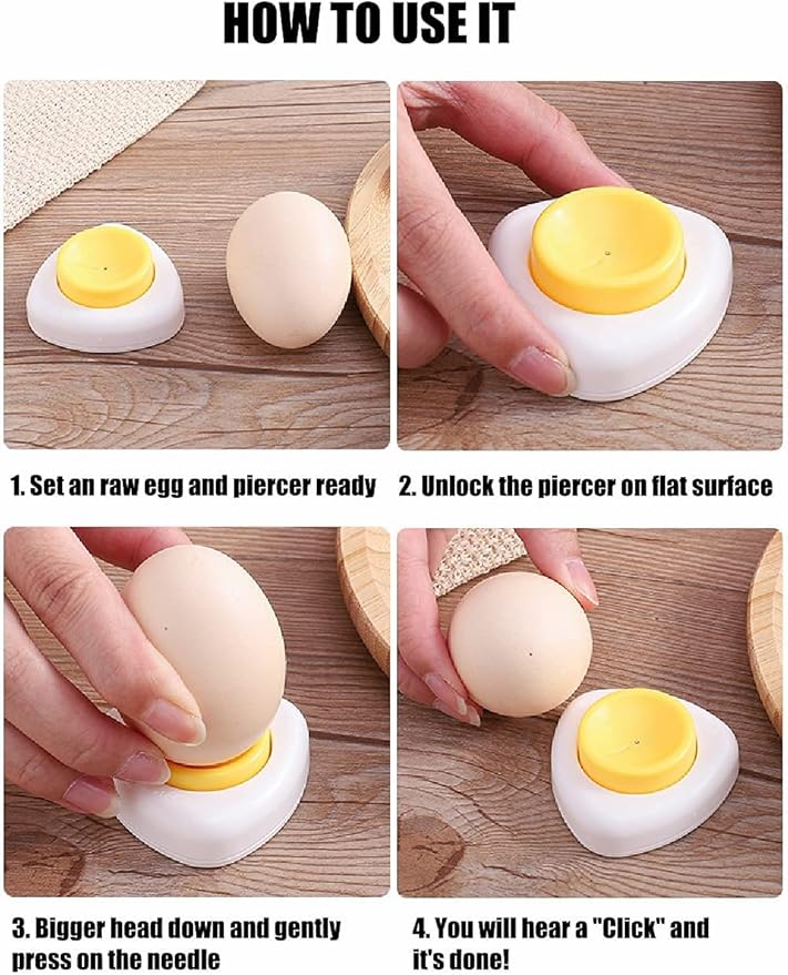 Jawbush Egg piercer with Stainless Steel Pin to Get Good Hard-boiled Eggs, Egg Poker with Magnetic Base and Safety Lock, Egg Hole Puncher Easy Egg Peeler Warm Gifts, 2 Pack