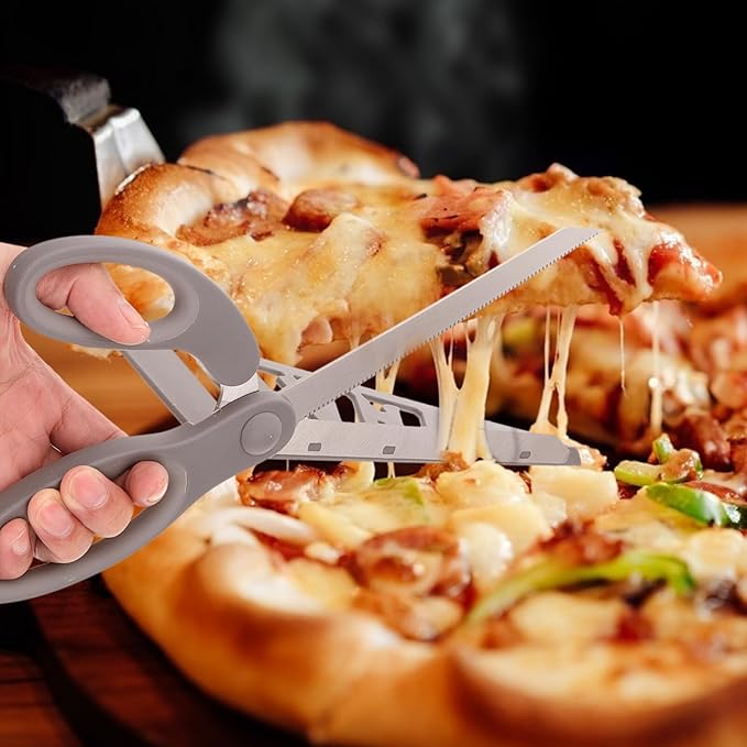 Amosfun Stainless Steel Pizza Scissors with Detachable Shovel and Plastic Handle Kitchen Pizza Cutter for Family and Restaurant Use Easy to Clean 12.99 X 5.11 X 3.14 Inches