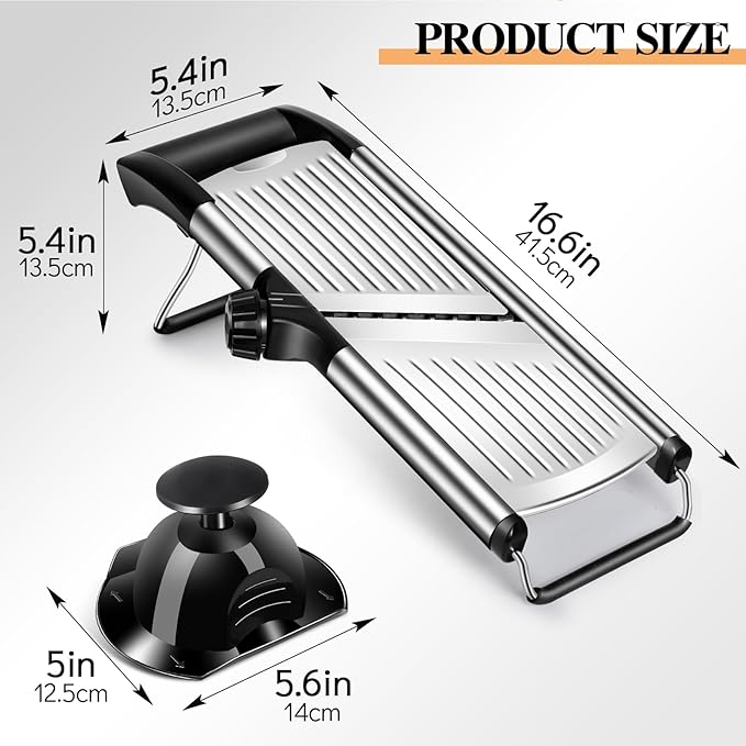 MASTERTOP Adjustable Mandoline Food Slicer,Vegetable Slicer Fruit Cutter,Stainless Steel Kitchen Mandolin,Julienne Slicers for Kitchen Onion Potato, Tomato, Carrot, Vegetable, and Fruit