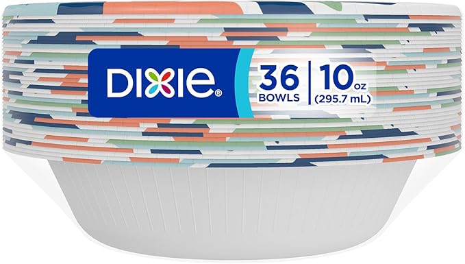 Dixie Small Paper Bowls, 10 Oz, 280 Count (8 packs of 35 bowls), Microwave-Safe, Soak-Proof, Disposable Bowls Great For Snacks, Dessert, And Light Lunch Meals