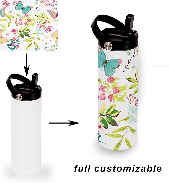 20oz sublimation sport tumblers blanks with two lids，flat edge sublimation tumblers，double wall stainless steel insulted cup，for Heat Transfer, White (4, with flex handle lid)
