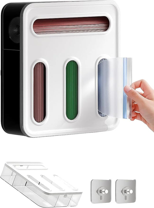 4 IN 1 Food Storge Bag Organizer for Kitchen Drawer, 4-Slot, Wall Mountable | Compatible with Sandwich, Snack, Gallon & Slider Bags, with Locking Lid Design Food Storage Bag Holder, Space saving