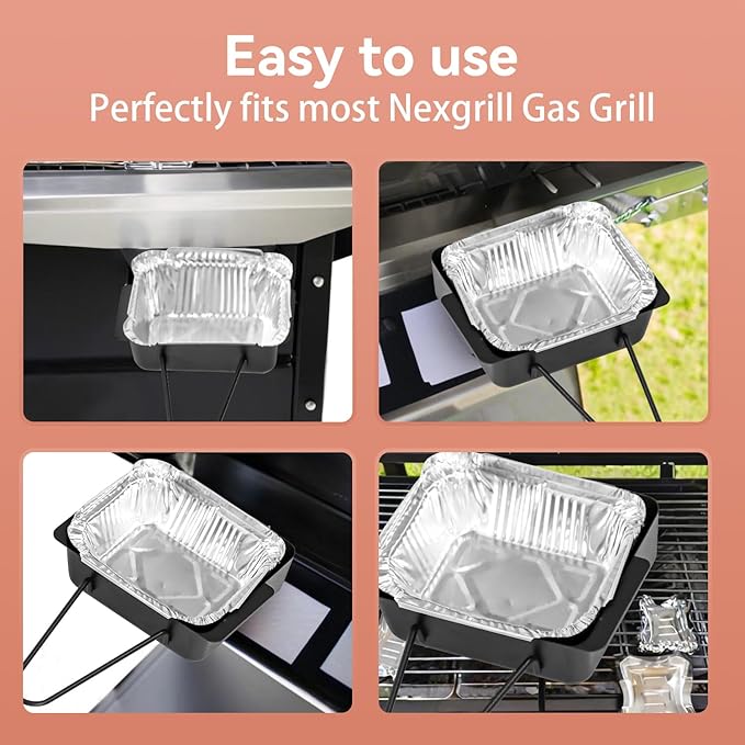 720-0830H Grill Drip Pan Kit, Grill Grease Drip Pan & Catcher Cup for Nexgrill 720-0888N, Nexgrill Replacement Parts with 15 Aluminum Foil Liners, Fits 720-0925P & Cuisinart CGG-7400/7500/8500 Grills