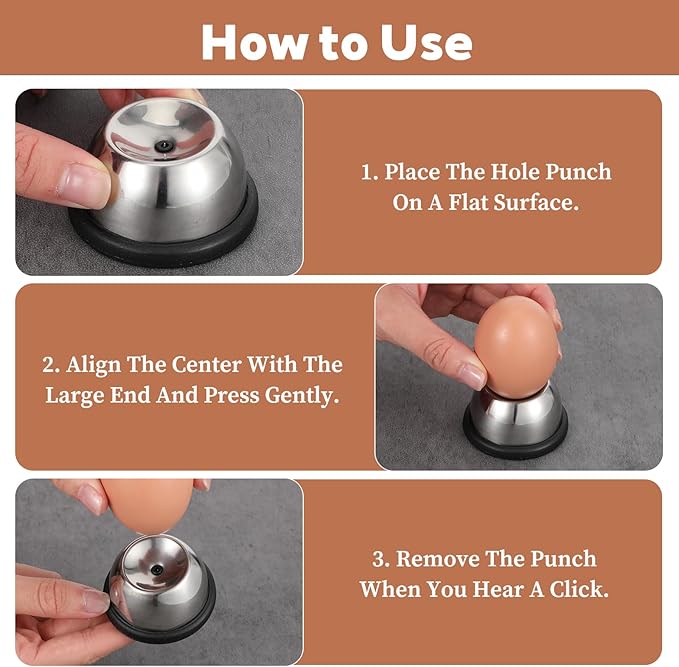 SHENLIU Egg Piercer for Raw Eggs, Stainless Steel Egg Poker, Stainless Steel Egg Piercer for Hard Boiled Eggs with Retractable Pin Egg Peeler Tool for Hard Boiled Eggs Hole Puncher
