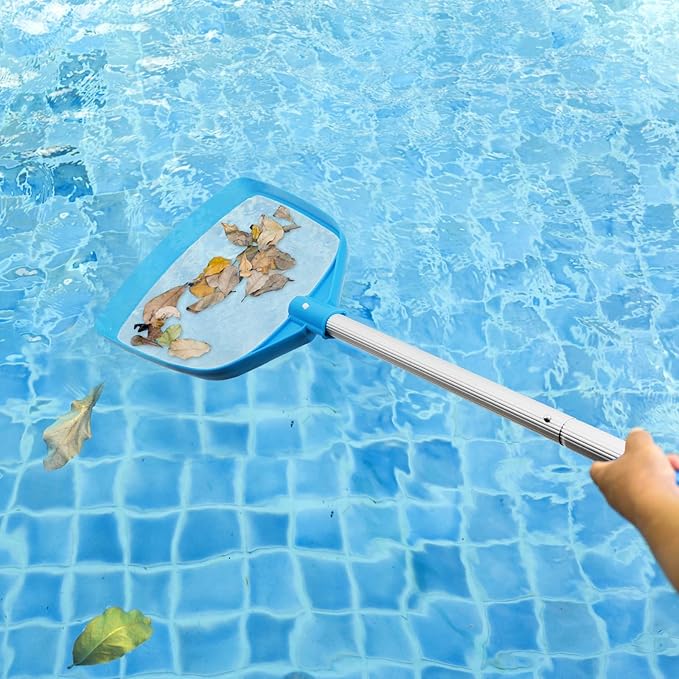 TidyMister Pool Leaf Skimmer Net Ultra Fine Mesh with Aluminum Poles 5 Sections 6 Feet Swimming Pool Cleaning Net Leaf Catcher for Above Ground Pools Inground Pools