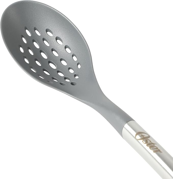 Oster Chadswyck 13.8” Slotted Cooking Spoon, Heat Resistant Silicone Head, Safe for Nonstick Cookware, Dishwasher Safe