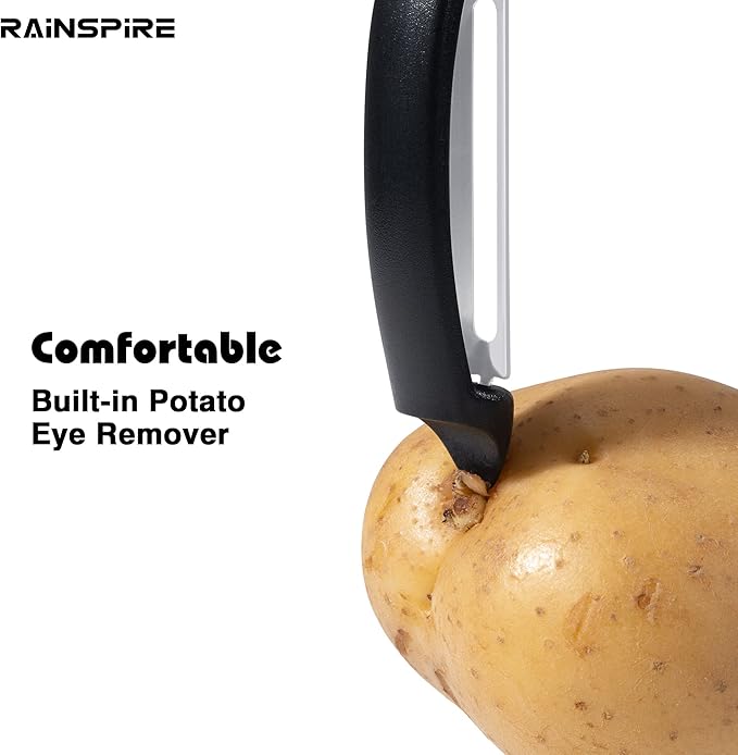 Rainspire 3-Piece Peeler Set, Premium Swivel Vegetable Peeler, Kitchen Gadgets Apple Peeler Potato Peeler Veggie Peeler Fruit Peeler, Dishwasher Safe Kitchen Accessories, Black