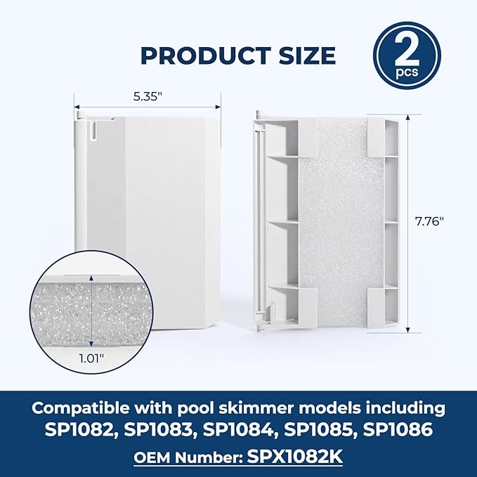 SPX1082K 2 Pack White Swimming Pool Skimmer Weir Door Assembly Kit Compatible with SP1082 SP1083 SP1084 SP1085 SP1086 SP1075 Models