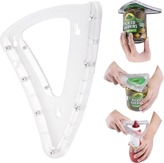 Jar Opener for Weak Hand & Seniors with Arthritis,Handheld & Under Kitchen Cabinet-Twist Off Bottle Caps,One-Handed Lid Open,Patent Unique Gadget–Gift for Elderly,Women&Men (Transparent)