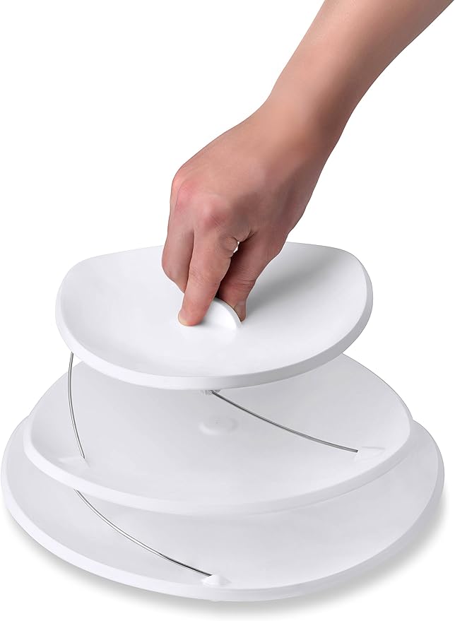 Masirs Collapsible 3-Tier Party Tray: Decorative Design Folds for Minimal Storage. an Elegant Serving Tray for Sandwiches, Cake, Sliced Cheese, and Deli Meat. (Pack of 2)