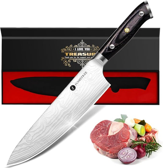 8 inch Professional Chef Knife, Sharp Kitchen Knife, German High Stainless Steel EN1.4116, Gifts for Men Him Husband Dad, Anniversary Birthday Gift from Wife Daughter Son