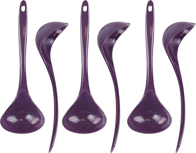 Reston Lloyd Melamine Soup Ladle Kitchen Utensil, Premium Quality Utensil with Heat Resistant Ergonomic Handle, Durable BPA-Free Plastic, 10.5 inch long, 6pc Set, Plum