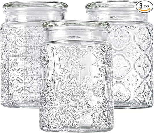 24oz Wide Mouth Mason Jars, 3-Pack Glass Jars With Lids, Pickle Canning Jars For Candy, Sugar, Coffee, Tea, Spice, Cookie, Dishwasher Safe
