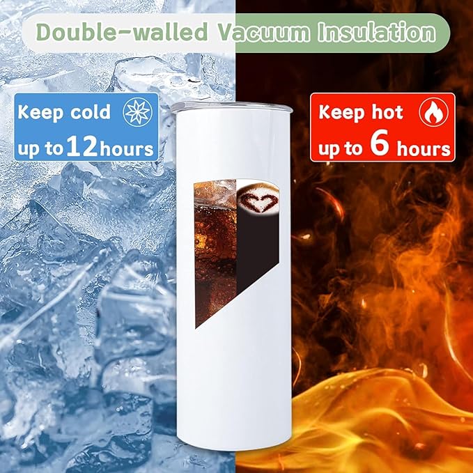 25 Pack Sublimation Tumblers Bulk 20oz, Sublimation Blanks Skinny Straight with Lids and Straws Bulk, Stainless Steel Double Wall Polymer Coating for Heat Transfer Customized Gifts