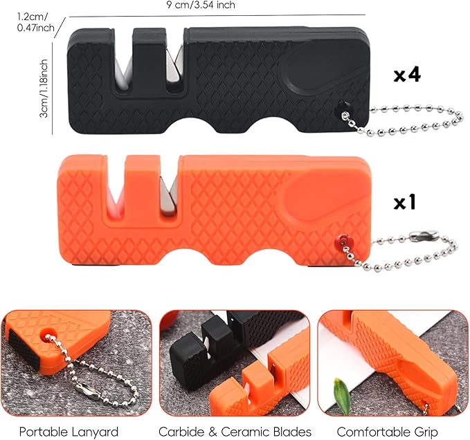 Pocket Knife Sharpener 5 Sets – Knife Sharpening Tool Whetstone, Sharpening Stone for Kitchen, Outdoor Camping Hunting Hiking