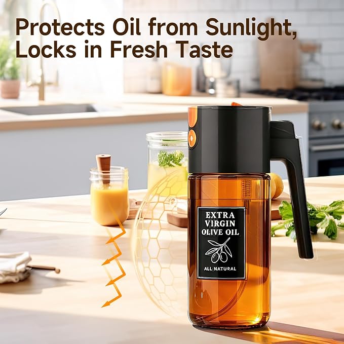 Premium Olive Oil Sprayer for Cooking - Fine Mist Oil Mister, Leak Free Oil Dispenser for Air Fryer, Premium Oil Sprayer Bottle, Glass & Durable Design for Grilling, BBQ & Salads for Home Kitchens