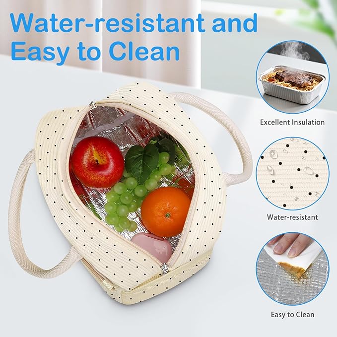 DALINDA Corduroy Lunch Box for Women,Insulated Lunch Bag Cute Cooler Tote Bag,Reusable 11L Large Capacity for Work Camping Picnic