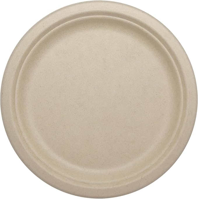 World Centric Compostable Round Paper Plates, 9" (Pack of 250), Made from Unbleached Plant Fiber, Sustainable, Heavy Duty, Grease Resistant, Microwave & Freezer Safe, PFAS Free