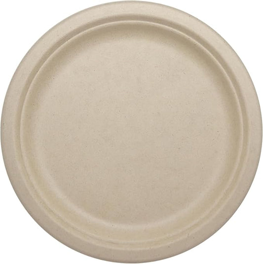 World Centric Compostable Round Paper Plates, 9" (Pack of 250), Made from Unbleached Plant Fiber, Sustainable, Heavy Duty, Grease Resistant, Microwave & Freezer Safe, PFAS Free