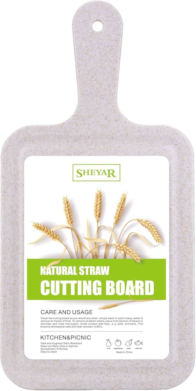 Cutting Board for Kitchen, Wheat Straw Fiber Cutting Board, Dish Washer Safe, w/Juice Grooves for Meat, Veggies,Easy Grip Handle, Non-slip Surface,Eco-friendly,Serveware Accessories(13.2‘x6.6‘)