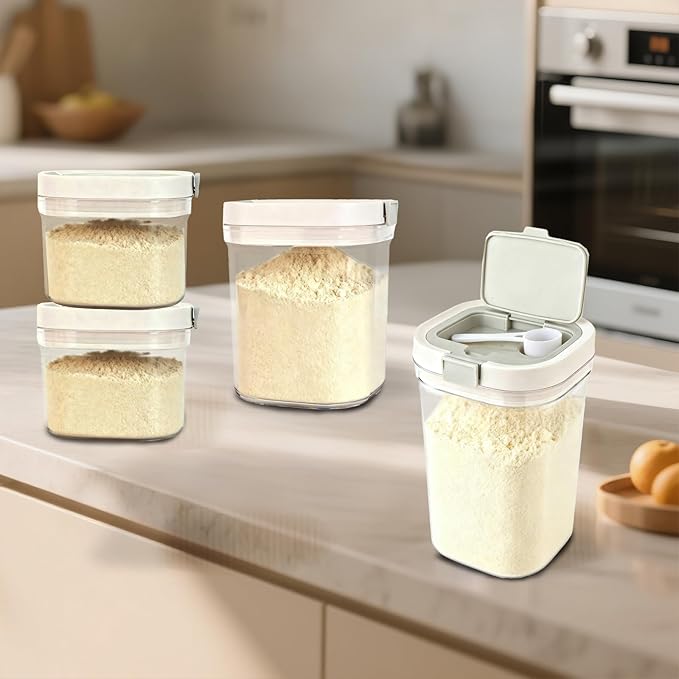 Airtight Food Storage Container, 61oz Moisture-Proof Canister with Measuring Spoon for Coffee, Protein Powder, Sugar, Flour, Cereal, Kitchen & Pantry Organization (1800ML)