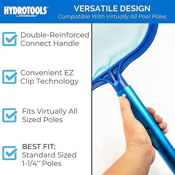 SWIMLINE HYDROTOOLS 8005 Introductory Residential Leaf Skimmer Net Head Cleaner | For Swimming Pool Spa Fountain Pond Hot Tub | Leaves Bugs Debris Fine Cleaning Maintenance | Heavy Duty Extra Large
