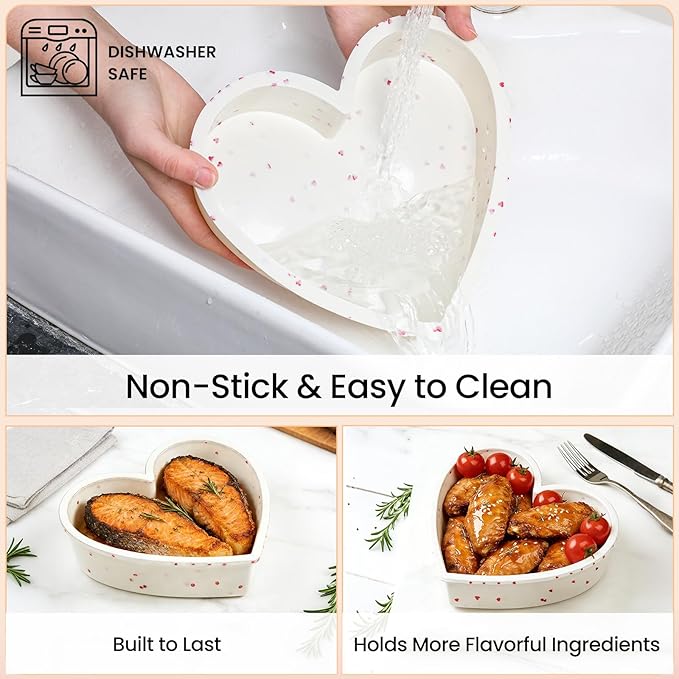 SJ 2P Silicone Heart Shaped Cake Pans, 6 Inch Nonstick Cake Pan, BPA Free Silicone Heart Cake Baking Mold for Oven Dishwasher Safe-Heartdot