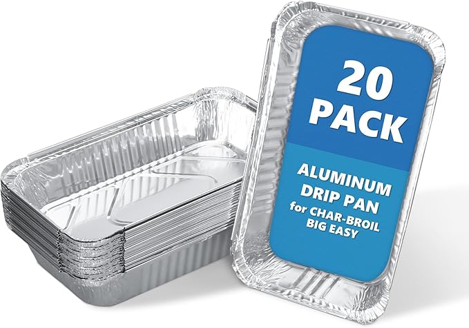 SafBbcue Aluminum Grill Drip Pan Liners for Char-Broil The Big Easy 2425514W12 Grease Tray, Heavy Duty Disposable Foil Grease Catchers for Charbroil Big Easy Turkey Fryer Accessories, 20 Pack