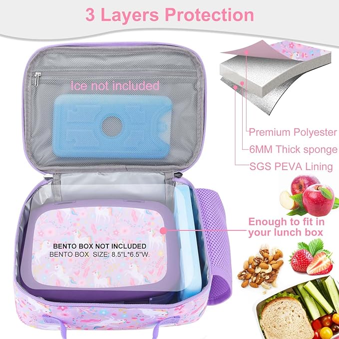 RHCPFOVR Kids Lunch Bag - Insulated Lunch Box for Boys Girls,Washable Lunch Bag and Reusable Toddler Leak-proof Lunchbox for School and Daycare