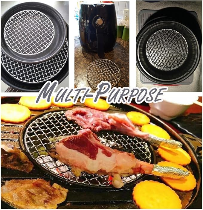 Round Barbecue Grids with Legs Dia 13.8" Straight Wire Footed Steaming 304 Stainless Steel Cooling Rack Multi-Purpose Grill Rack for Airfryer Instant Pot/Pressure Cooker (350mm/13.8")
