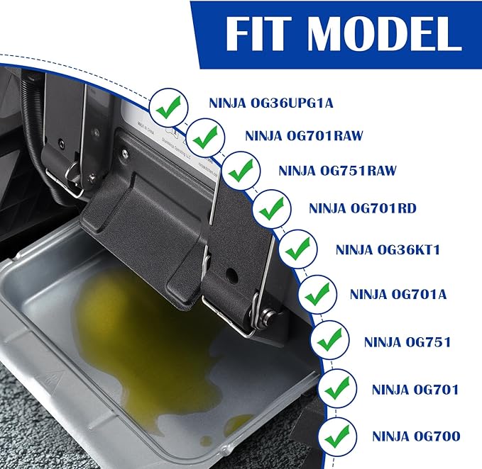 Grill Grease Tray for Ninja Woodfire OG700 Series Outdoor Grills Ninja OG751 OG701 Drip Pan, Non Disposable Stainless Steel Catch Pan for Ninja 7-1 Woodfire Electric Outdoor Grill & Air Fryer