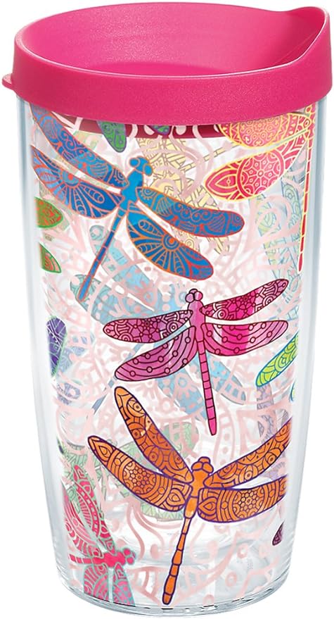 Tervis Dragonfly Mandala Made in USA Double Walled Insulated Tumbler Travel Cup Keeps Drinks Cold & Hot, 16oz, Classic