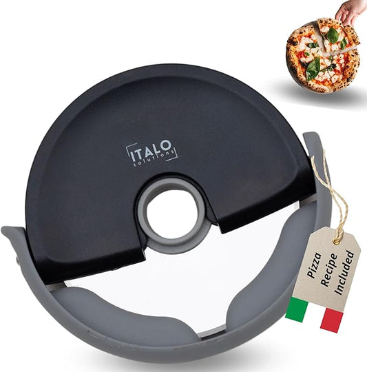 ITALO – Pizza Cutter Wheel, Stainless Steel Pizza Cutter with Protective Blade Cover, Black
