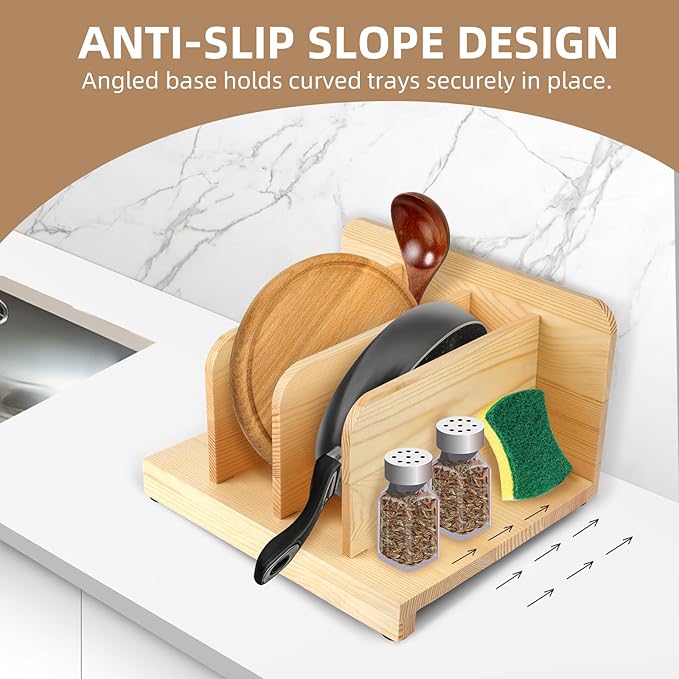 Tray Dividers for Kitchen Cabinets, Cabinet Dividers with Sloped Design for Round Plates, Sheet Pan Organizer for Cutting Boards, Lids, Bakeware, Fits Most Cabinets