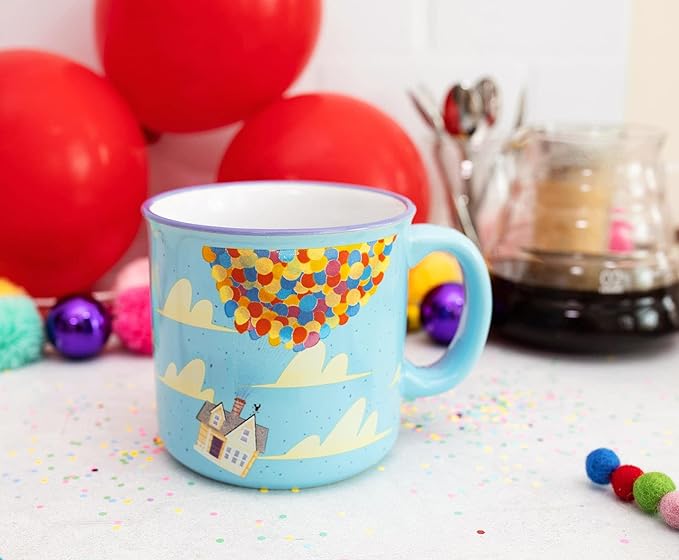 Disney Pixar UP Adventure Is Out There 20-Ounce Ceramic Camper Mug | BPA-Free Travel Coffee Cup For Espresso, Caffeine, Cocoa | Home & Kitchen Essentials, Cute Gifts and Collectibles