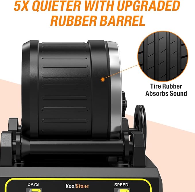 C1 Rock Tumbler Kit - Professional Large 2.5LB Capacity, Up to 5X More Noise Cancelling, Adjustable Timer & Speed with Full Accessories & Memory Function